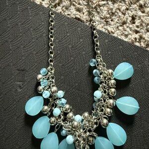 Elegant Silver and Blue Statement Necklace 10